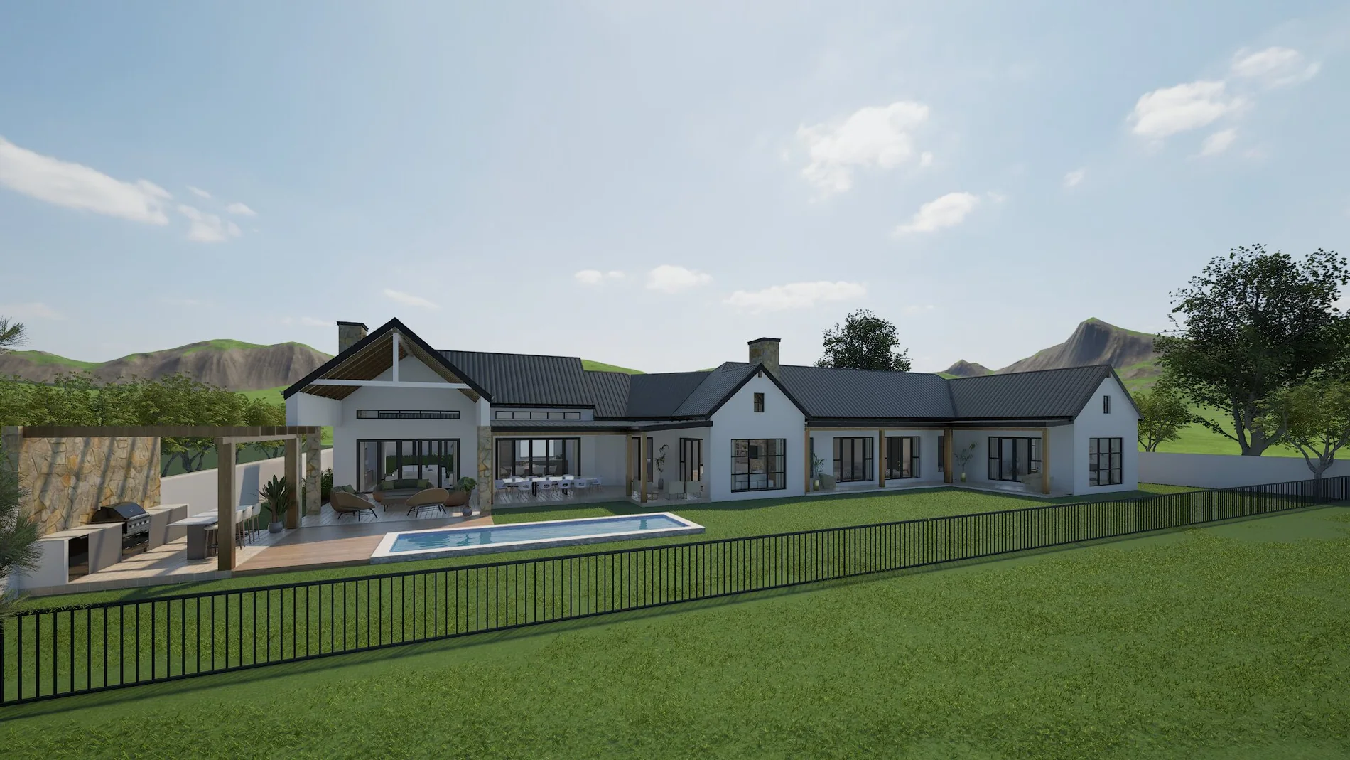 Architectural visualisation of a Harare residence with a pool